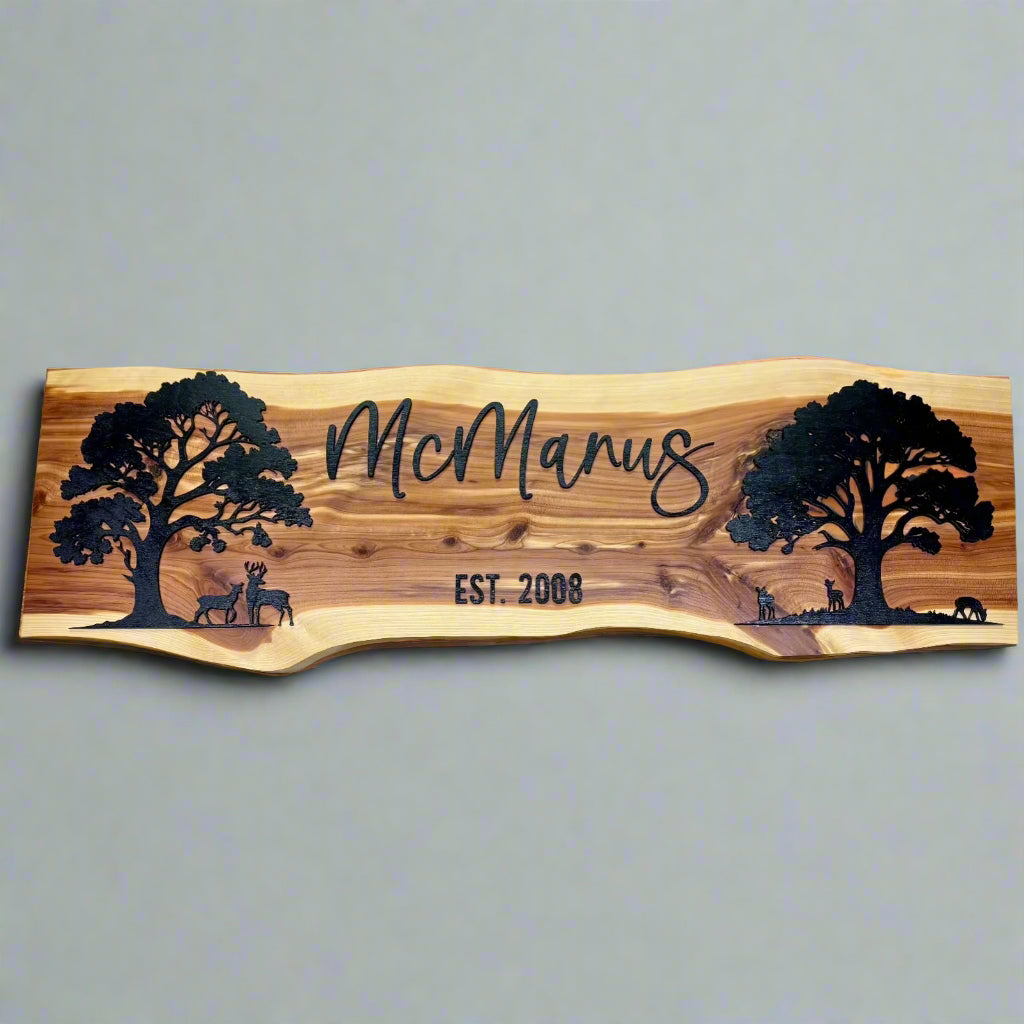 Live Edge Cedar Family Name Sign