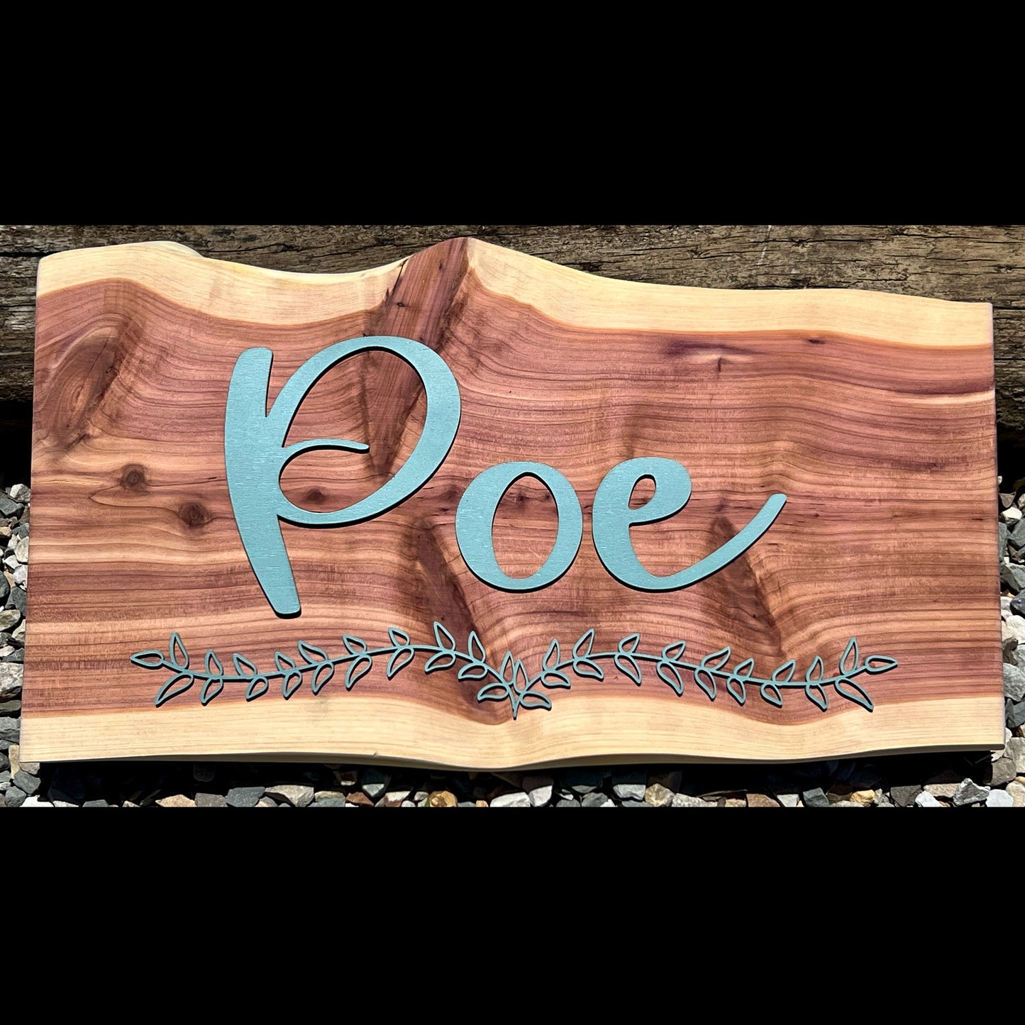 Live Edge Cedar Family Name Sign