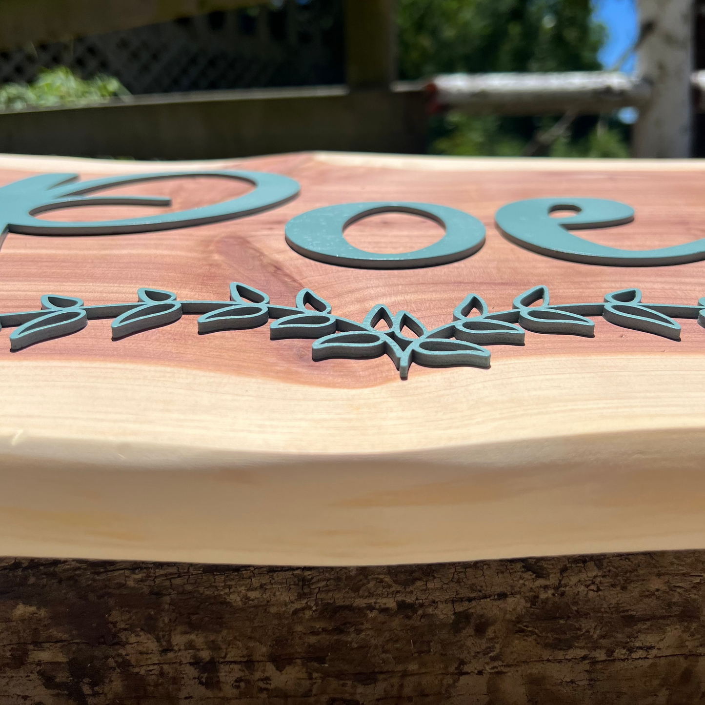 Live Edge Cedar Family Name Sign
