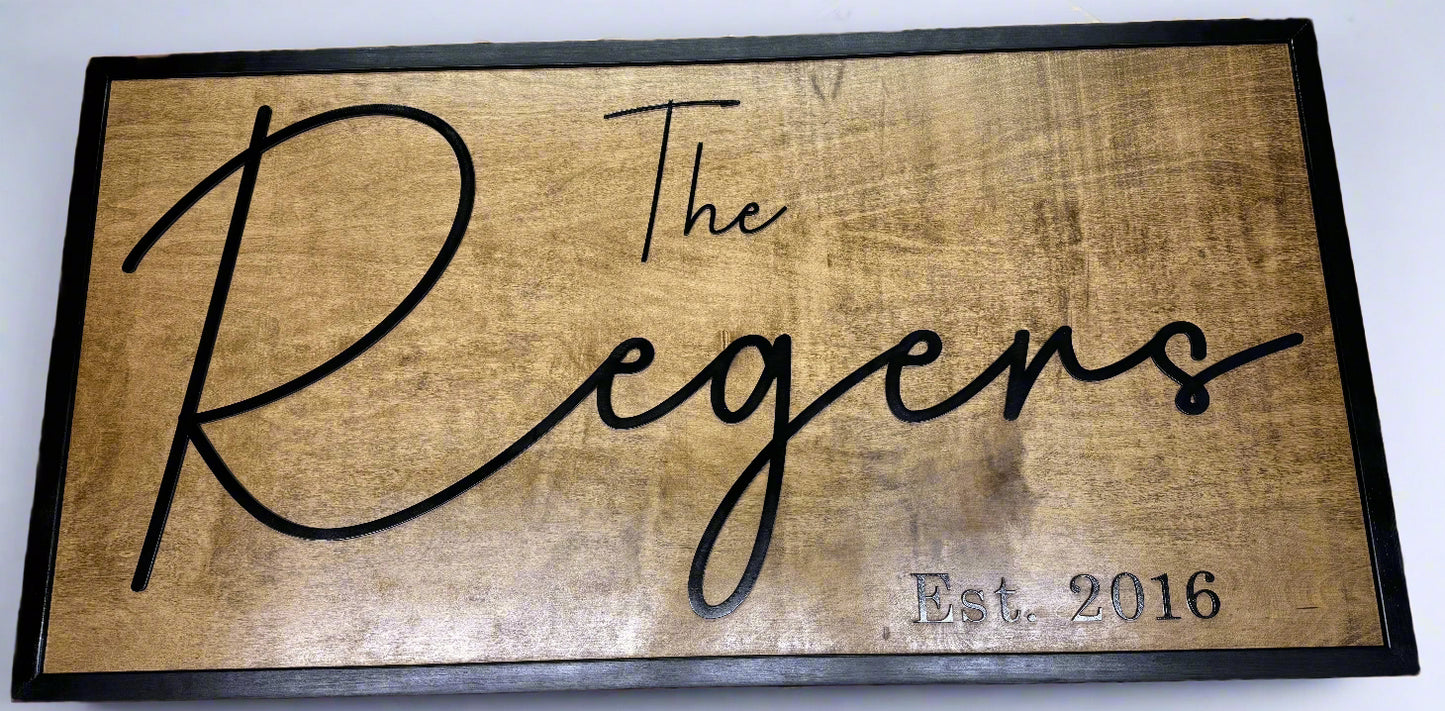 Framed Custom Family Name Sign