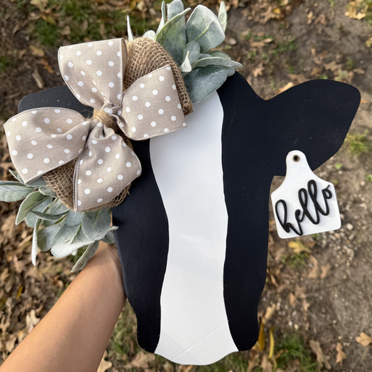 Black & White Cow Head Door Hanger