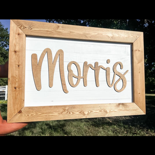 Custom Family Name sign with LEDs