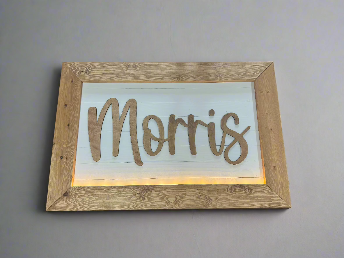 Custom Family Name sign with LEDs