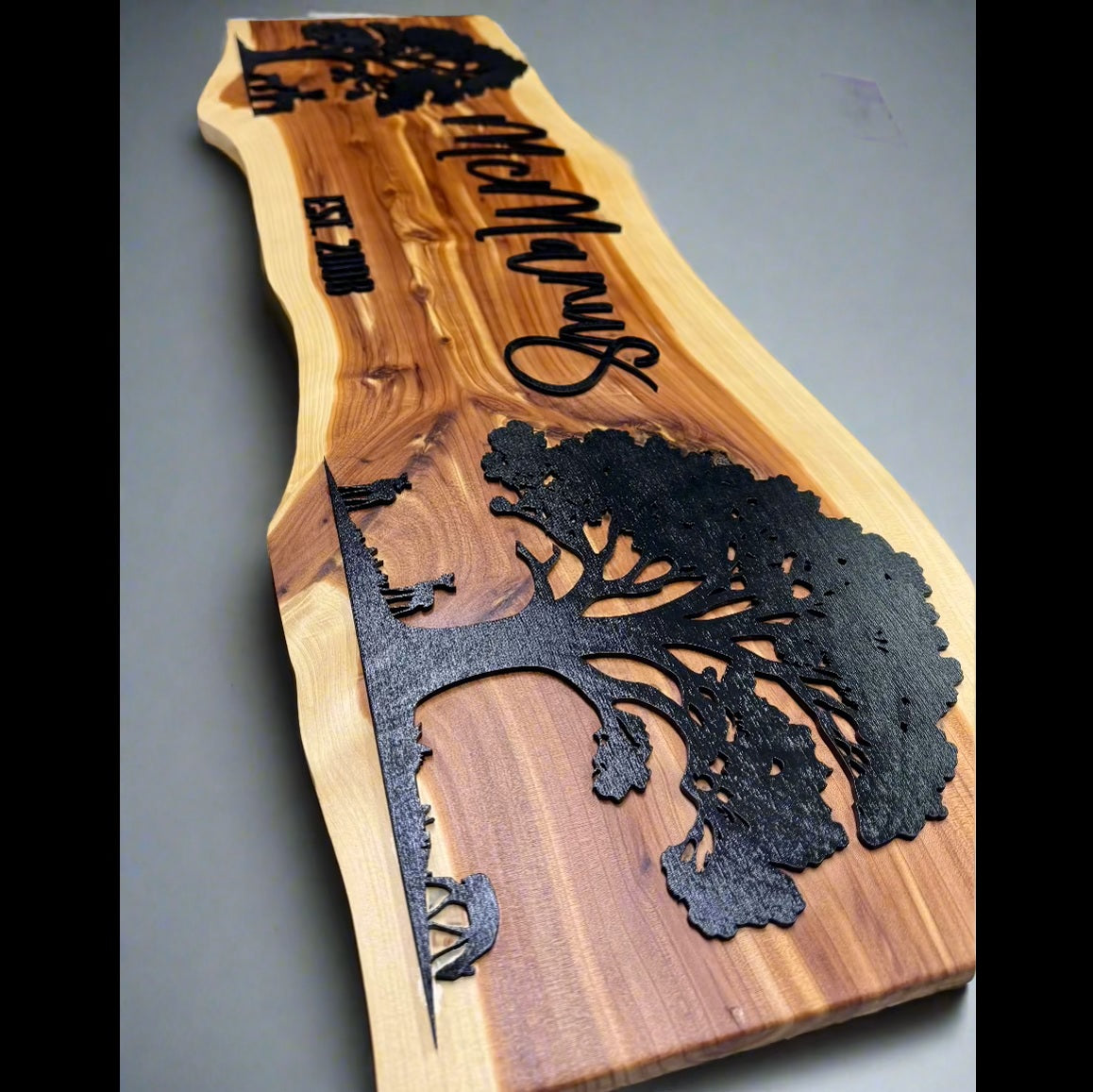 Live Edge Cedar Family Name Sign