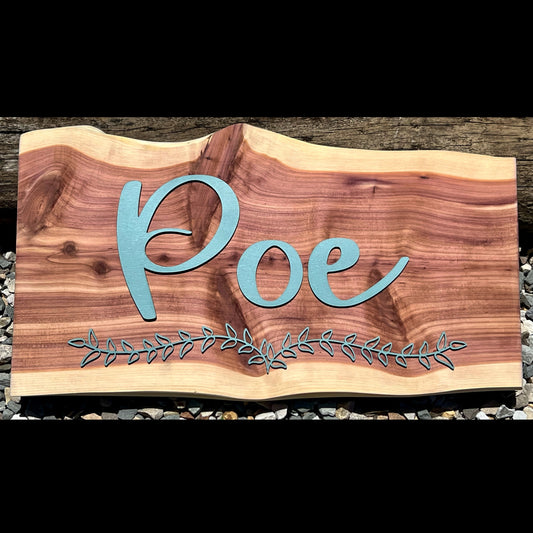 Small Live Edge Cedar Family Name Sign