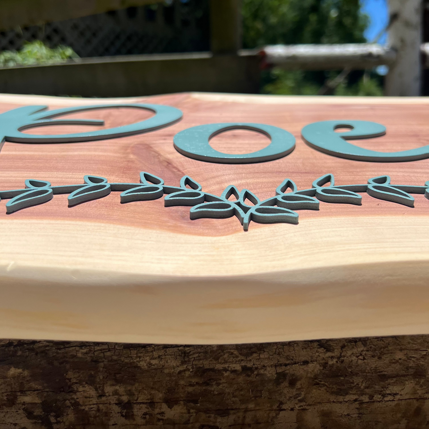 Small Live Edge Cedar Family Name Sign