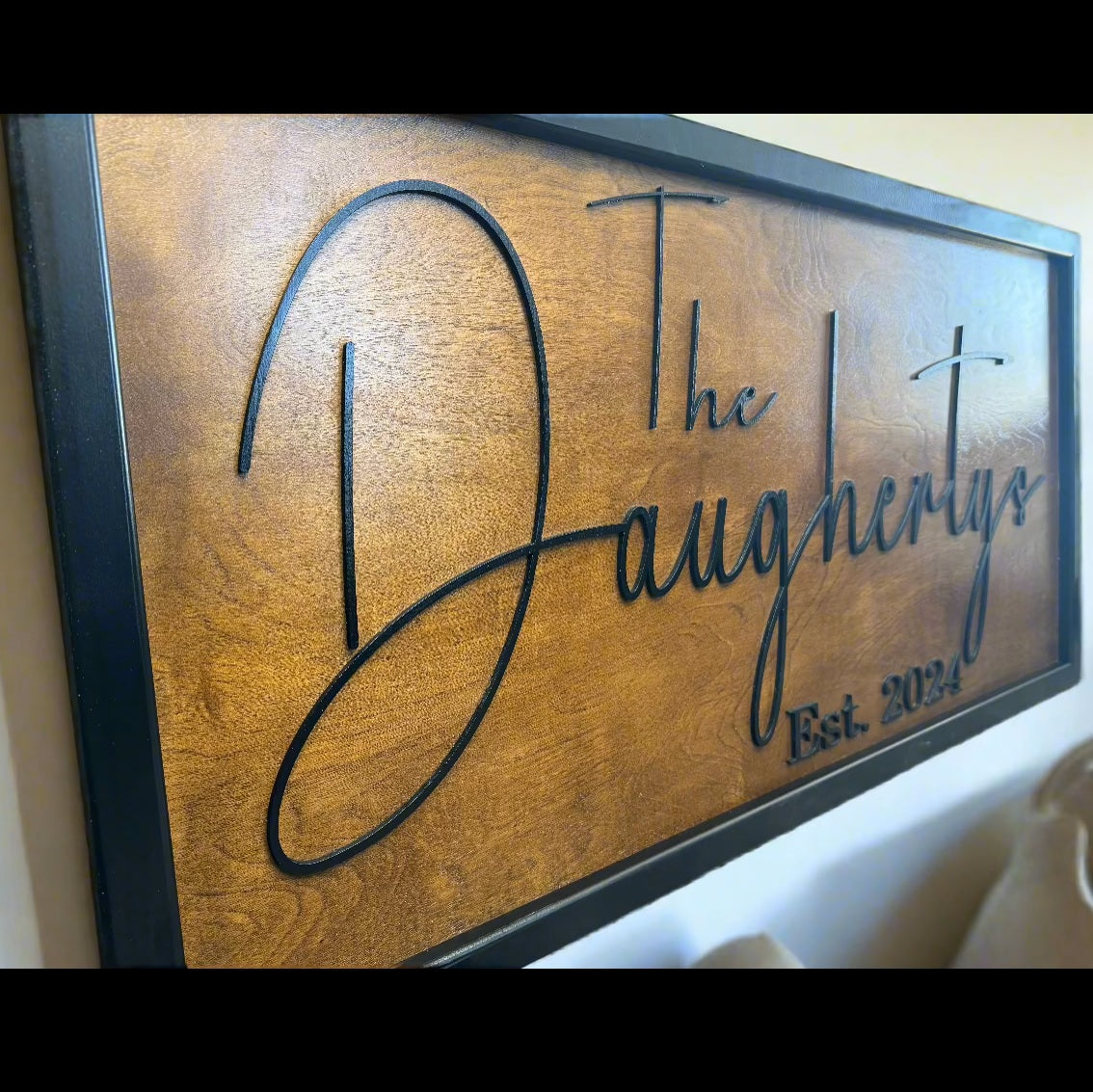 Large Framed Custom Family Name Sign