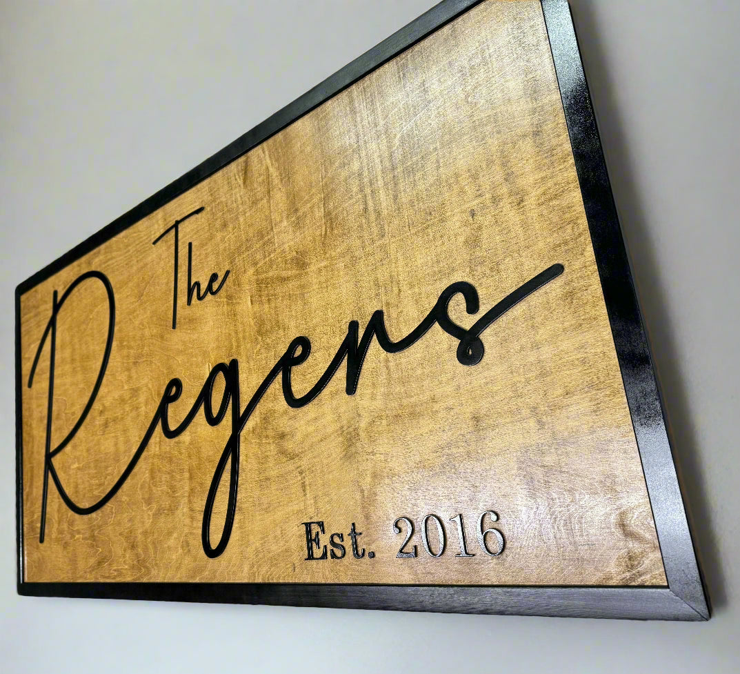 Large Framed Custom Family Name Sign